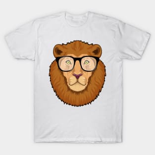 Lion as Nerd with Glasses T-Shirt